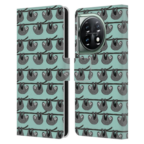 Andrea Lauren Design Animals Sloth Leather Book Wallet Case Cover For OnePlus 11 5G