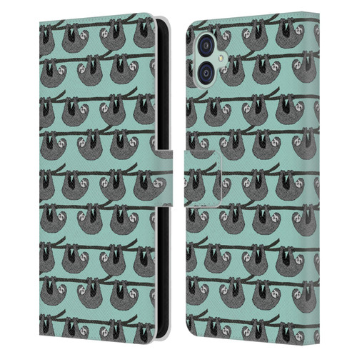 Andrea Lauren Design Animals Sloth Leather Book Wallet Case Cover For Samsung Galaxy M04 5G / A04e
