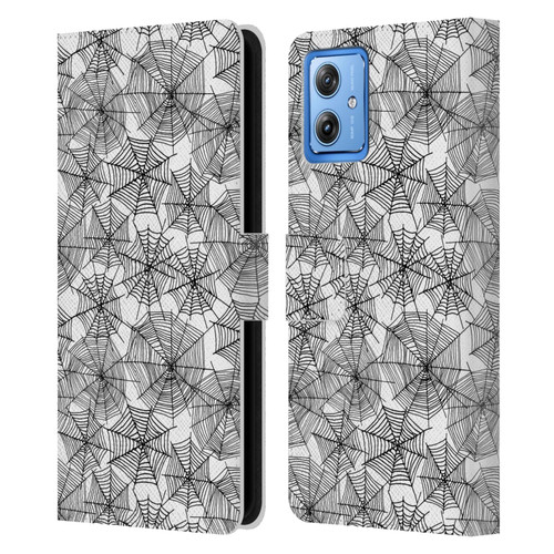 Andrea Lauren Design Assorted Spider Webs Leather Book Wallet Case Cover For Motorola Moto G54 5G