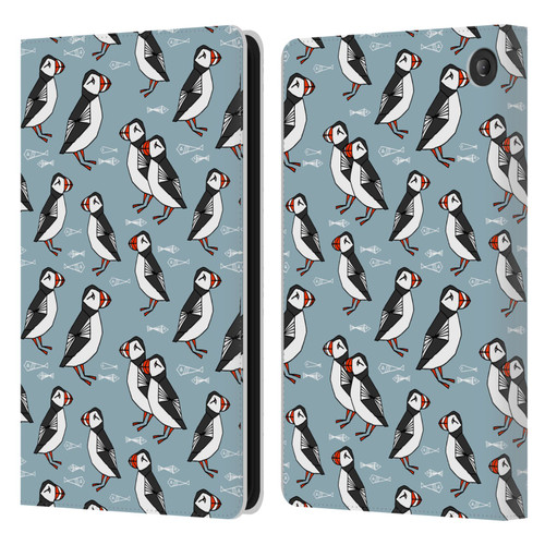 Andrea Lauren Design Birds Puffins Leather Book Wallet Case Cover For Amazon Fire 7 2022