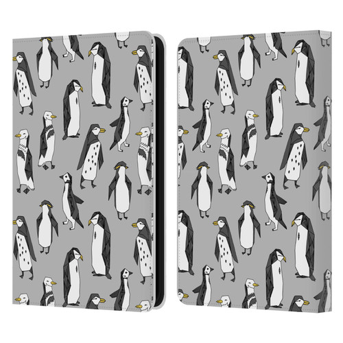 Andrea Lauren Design Birds Gray Penguins Leather Book Wallet Case Cover For Amazon Kindle 11th Gen 6in 2022