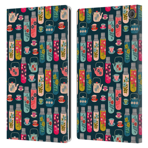 Andrea Lauren Design Food Pattern Jars & Teacups Leather Book Wallet Case Cover For Amazon Fire Max 11 2023