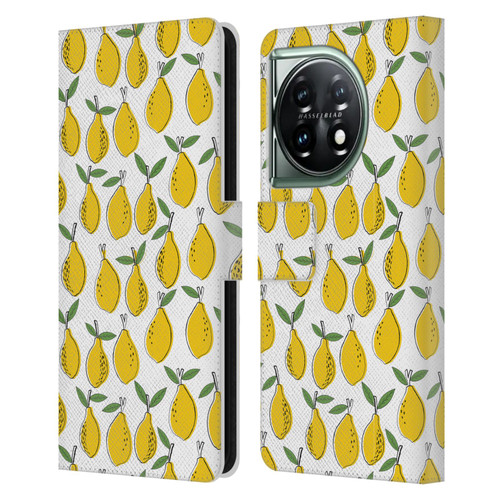 Andrea Lauren Design Food Pattern Lemons Leather Book Wallet Case Cover For OnePlus 11 5G