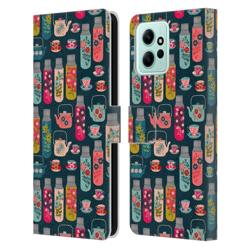 Andrea Lauren Design Food Pattern Jars & Teacups Leather Book Wallet Case Cover For Xiaomi Redmi 12