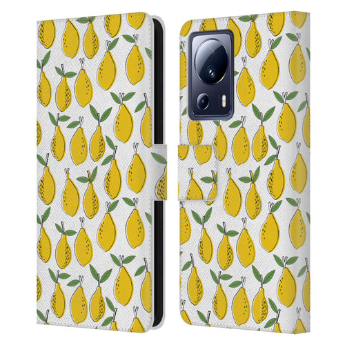 Andrea Lauren Design Food Pattern Lemons Leather Book Wallet Case Cover For Xiaomi 13 Lite 5G