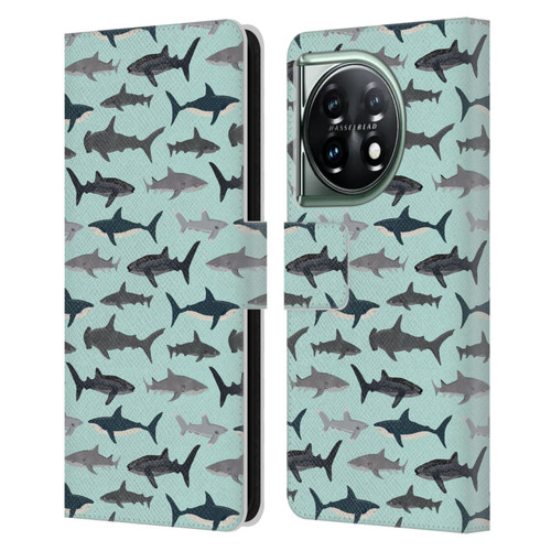 Andrea Lauren Design Sea Animals Sharks Leather Book Wallet Case Cover For OnePlus 11 5G