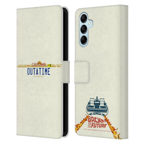 Back to the Future I Graphics Outatime Leather Book Wallet Case Cover For Samsung Galaxy M14 5G