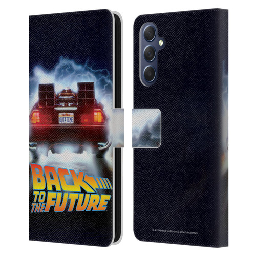 Back to the Future I Key Art Delorean Leather Book Wallet Case Cover For Samsung Galaxy M54 5G