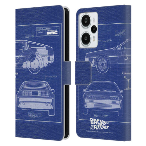 Back to the Future I Key Art Blue Print Leather Book Wallet Case Cover For Xiaomi Redmi Note 12T