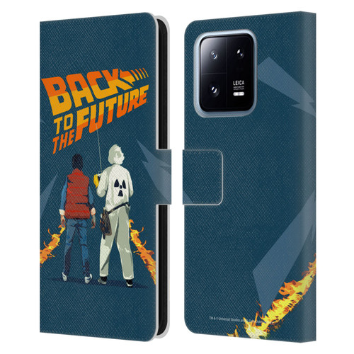 Back to the Future I Key Art Dr. Brown And Marty Leather Book Wallet Case Cover For Xiaomi 13 Pro 5G