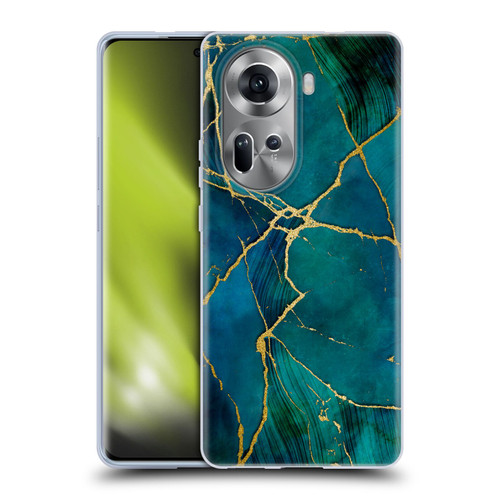 LebensArt Mineral Marble Blue And Gold Soft Gel Case for OPPO Reno11