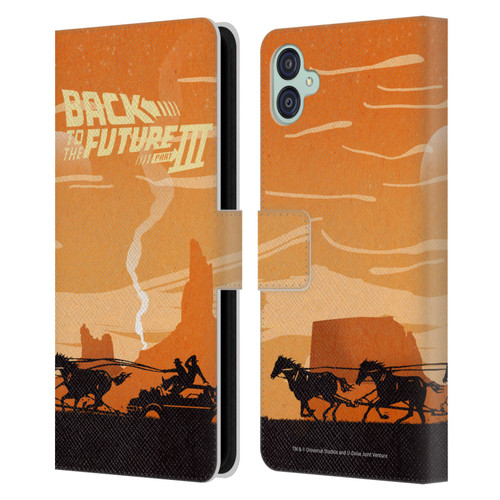 Back to the Future Movie III Car Silhouettes Car In Desert Leather Book Wallet Case Cover For Samsung Galaxy M04 5G / A04e