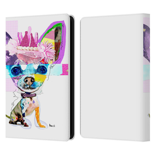 Michel Keck Animal Collage Chihuahua Leather Book Wallet Case Cover For Amazon Kindle Paperwhite 5 (2021)