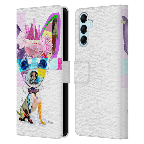 Michel Keck Animal Collage Chihuahua Leather Book Wallet Case Cover For Samsung Galaxy M14 5G
