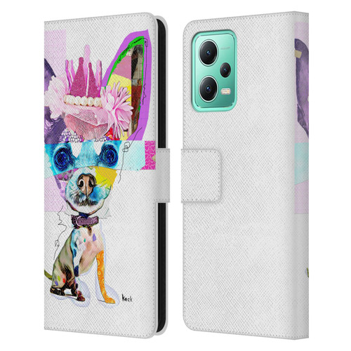 Michel Keck Animal Collage Chihuahua Leather Book Wallet Case Cover For Xiaomi Redmi Note 12 5G