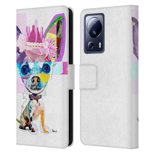 Michel Keck Animal Collage Chihuahua Leather Book Wallet Case Cover For Xiaomi 13 Lite 5G