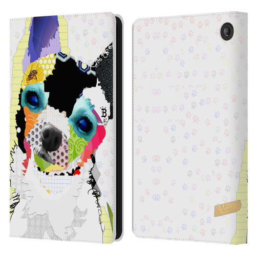 Michel Keck Dogs 2 Chihuahua Leather Book Wallet Case Cover For Amazon Fire 7 2022
