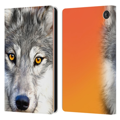 Aimee Stewart Animals Autumn Wolf Leather Book Wallet Case Cover For Amazon Fire 7 2022
