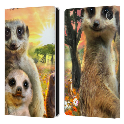 Aimee Stewart Animals Meerkats Leather Book Wallet Case Cover For Amazon Fire 7 2022