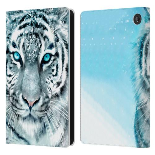 Aimee Stewart Animals White Tiger Leather Book Wallet Case Cover For Amazon Fire 7 2022