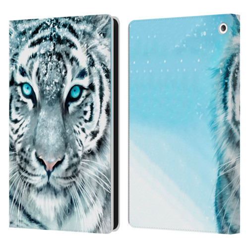 Aimee Stewart Animals White Tiger Leather Book Wallet Case Cover For Amazon Fire HD 8/Fire HD 8 Plus 2020