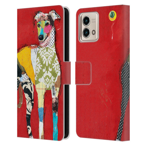 Michel Keck Dogs 2 Greyhound Leather Book Wallet Case Cover For Motorola Moto G Stylus 5G 2023