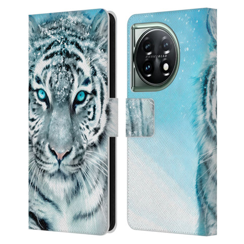 Aimee Stewart Animals White Tiger Leather Book Wallet Case Cover For OnePlus 11 5G