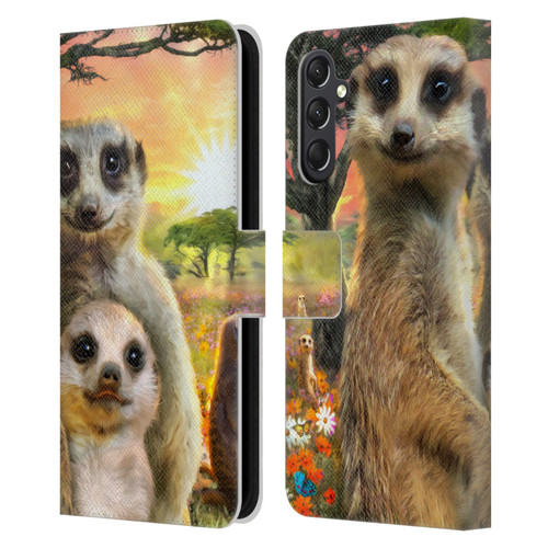 Aimee Stewart Animals Meerkats Leather Book Wallet Case Cover For Samsung Galaxy A24 4G / M34 5G