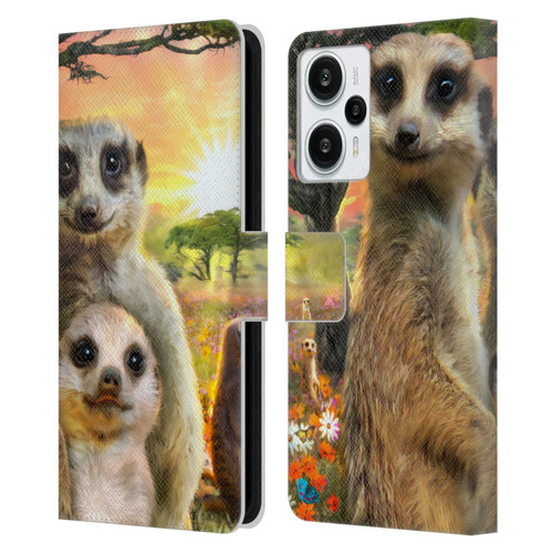 Aimee Stewart Animals Meerkats Leather Book Wallet Case Cover For Xiaomi Redmi Note 12T
