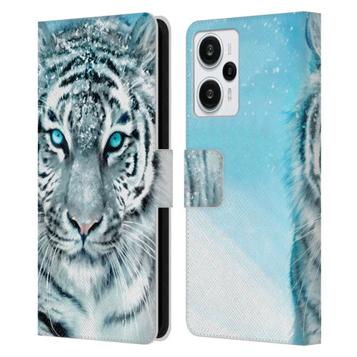 Aimee Stewart Animals White Tiger Leather Book Wallet Case Cover For Xiaomi Redmi Note 12T