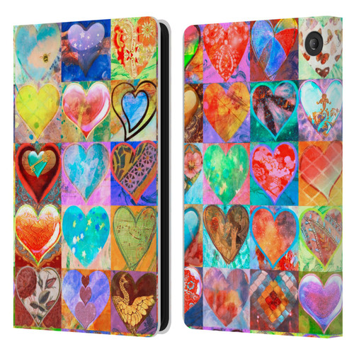 Aimee Stewart Colourful Sweets Hearts Grid Leather Book Wallet Case Cover For Amazon Fire 7 2022