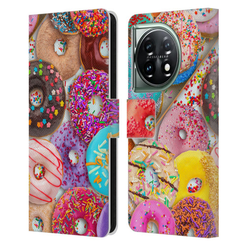 Aimee Stewart Colourful Sweets Donut Noms Leather Book Wallet Case Cover For OnePlus 11 5G
