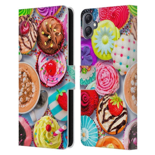Aimee Stewart Colourful Sweets Cupcakes And Cocoa Leather Book Wallet Case Cover For Samsung Galaxy A05