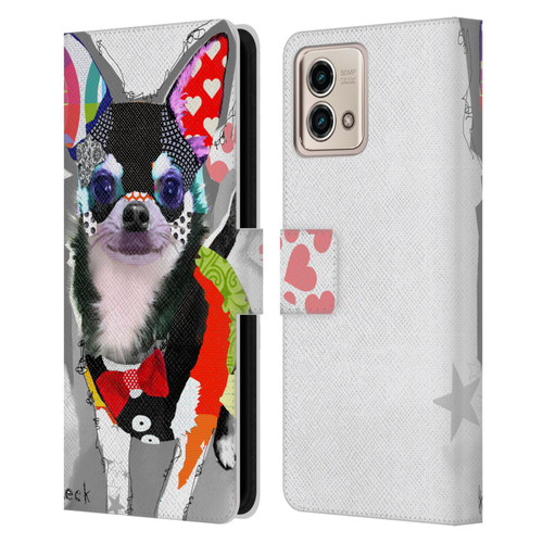 Michel Keck Dogs 3 Chihuahua Leather Book Wallet Case Cover For Motorola Moto G Stylus 5G 2023