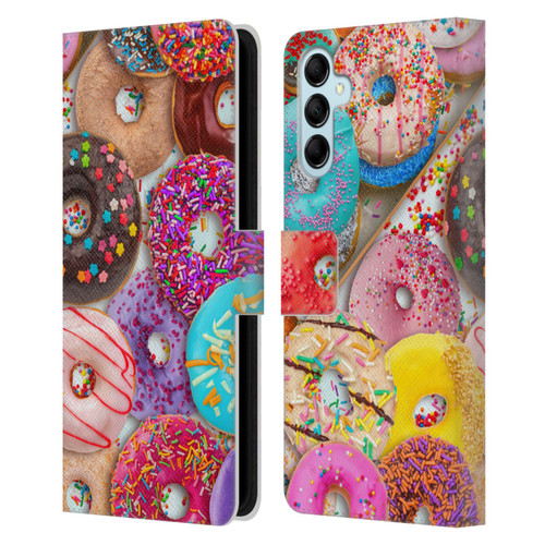 Aimee Stewart Colourful Sweets Donut Noms Leather Book Wallet Case Cover For Samsung Galaxy M14 5G