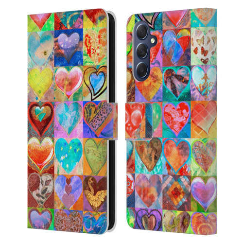 Aimee Stewart Colourful Sweets Hearts Grid Leather Book Wallet Case Cover For Samsung Galaxy M54 5G