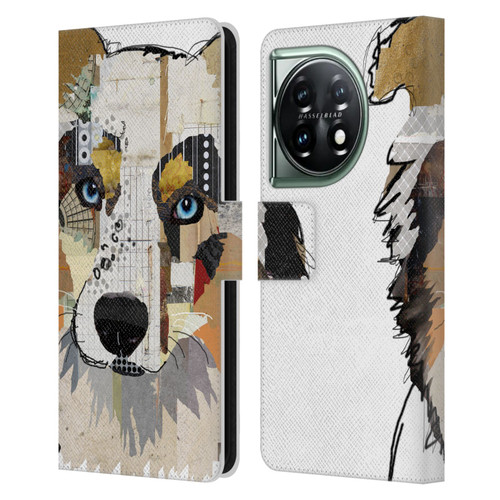 Michel Keck Dogs 3 Australian Shepherd Leather Book Wallet Case Cover For OnePlus 11 5G
