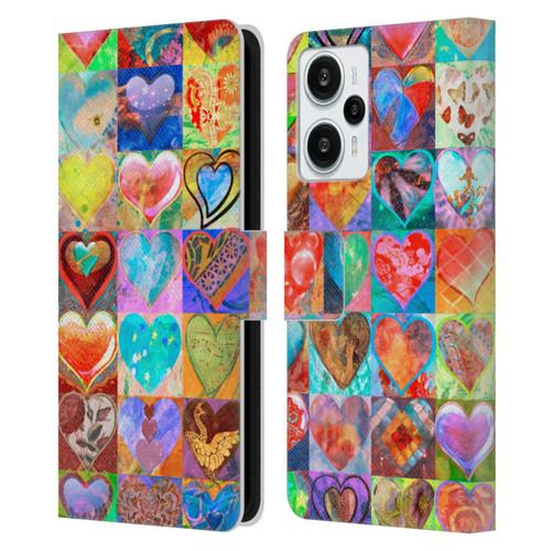Aimee Stewart Colourful Sweets Hearts Grid Leather Book Wallet Case Cover For Xiaomi Redmi Note 12T