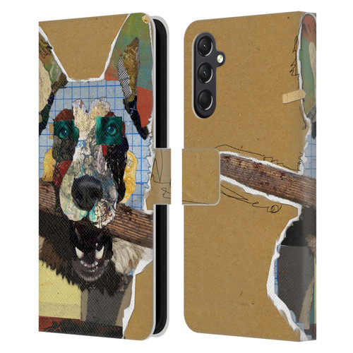 Michel Keck Dogs 3 German Shepherd Leather Book Wallet Case Cover For Samsung Galaxy A24 4G / M34 5G