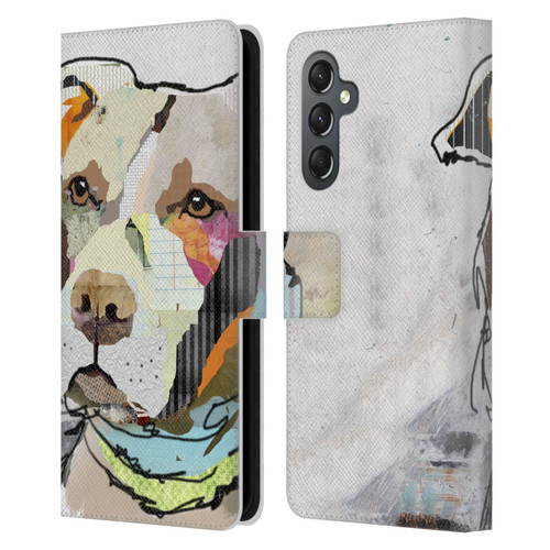 Michel Keck Dogs 3 Pit Bull Leather Book Wallet Case Cover For Samsung Galaxy A25 5G