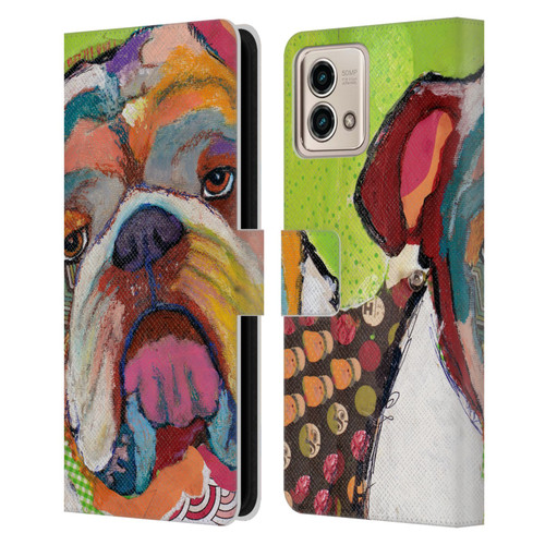 Michel Keck Dogs Bulldog Leather Book Wallet Case Cover For Motorola Moto G Stylus 5G 2023