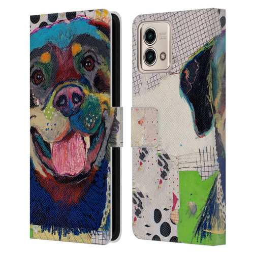 Michel Keck Dogs Rottweiler Leather Book Wallet Case Cover For Motorola Moto G Stylus 5G 2023