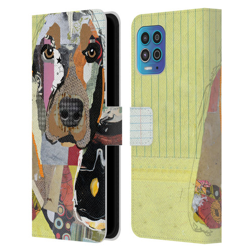 Michel Keck Dogs Basset Hound Leather Book Wallet Case Cover For Motorola Moto G100