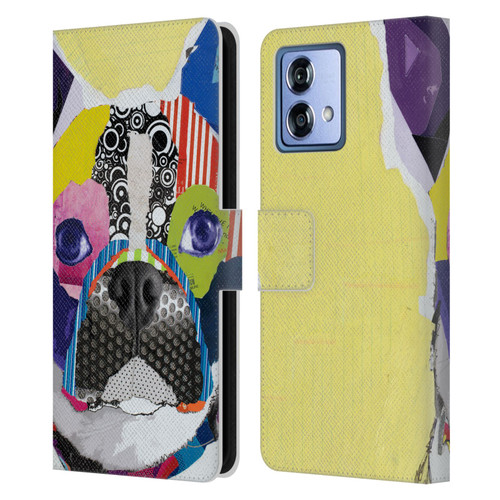 Michel Keck Dogs Boston Terrier Leather Book Wallet Case Cover For Motorola Moto G84 5G