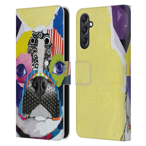 Michel Keck Dogs Boston Terrier Leather Book Wallet Case Cover For Samsung Galaxy A24 4G / M34 5G