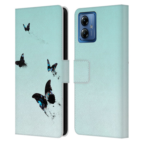 Alyn Spiller Animal Art Butterflies 2 Leather Book Wallet Case Cover For Motorola Moto G14