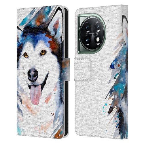 Pixie Cold Animals Husky Leather Book Wallet Case Cover For OnePlus 11 5G