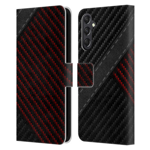 Alyn Spiller Carbon Fiber Stitch Leather Book Wallet Case Cover For Samsung Galaxy A24 4G / M34 5G