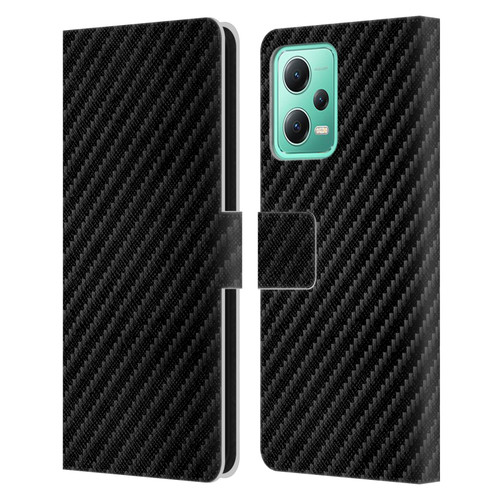 Alyn Spiller Carbon Fiber Plain Leather Book Wallet Case Cover For Xiaomi Redmi Note 12 5G