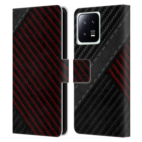 Alyn Spiller Carbon Fiber Stitch Leather Book Wallet Case Cover For Xiaomi 13 5G
